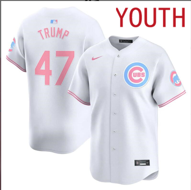 Youth  Chicago Cubs #47 Trump white 2024 Nike MLB jersey